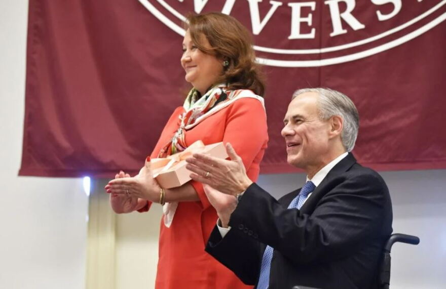 In 2016, Gov. Greg Abbott and first lady Cecilia Abbott visited Texas Woman's University to induct new members into the Texas Women's Hall of Fame.