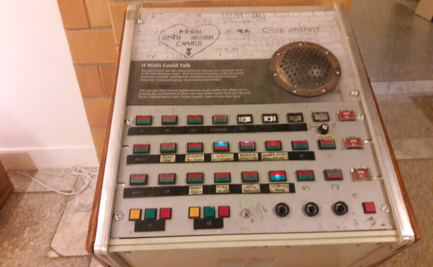 This is the panel that controlled the iron bars that held detainees. 