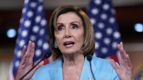 Speaker of the House Nancy Pelosi, D-Calif., talks to reporters just after the Supreme Court dismissed a challenge to the Obama-era health care law, at the Capitol in Washington, Thursday, June 17, 2021. (AP Photo/J. Scott Applewhite)