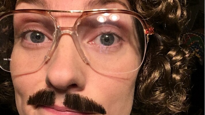 Close-up of a person dressed as "Weird" Al Yankovic