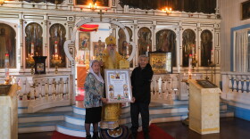 Archbishop Alexie of the Diocese of Sitka and Alaska traveled to Unalaska to honor Julia and Arnold Dushkin for their years of service to the church.