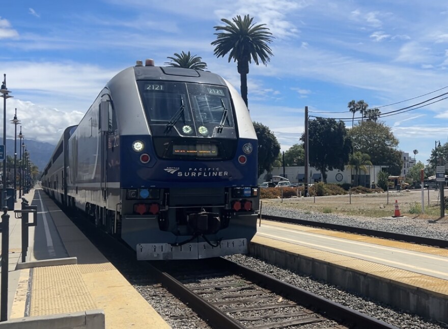 New commuter train services between Ventura and Santa Barbara Counties kicked off Monday. This is the first morning train arriving in Santa Barbara,