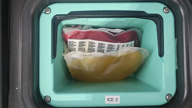 Bags of blood and plasma inside smart coolers used by Taney County Ambulance District