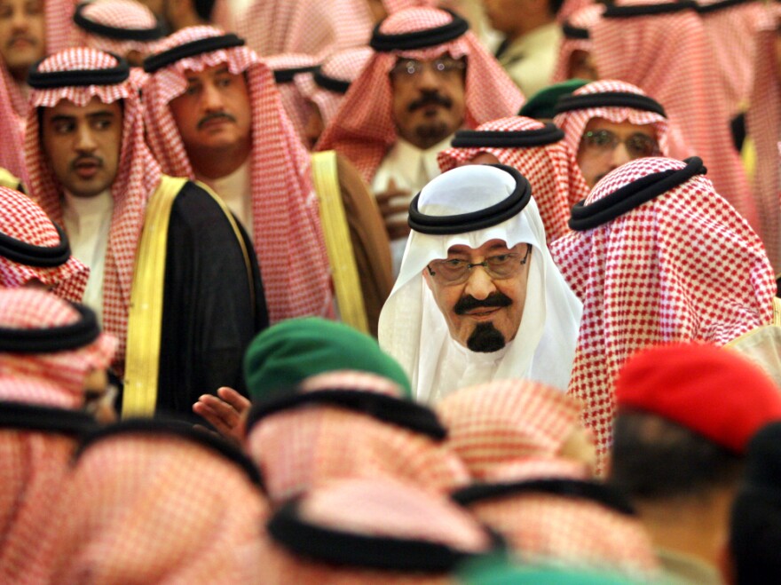 King Abdullah receives condolences on the death of King Fahd on Aug.2, 2005.