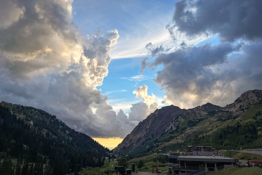 The view looking down Little Cottonwood Canyon from Alta Ski Area, Aug. 14, 2022.