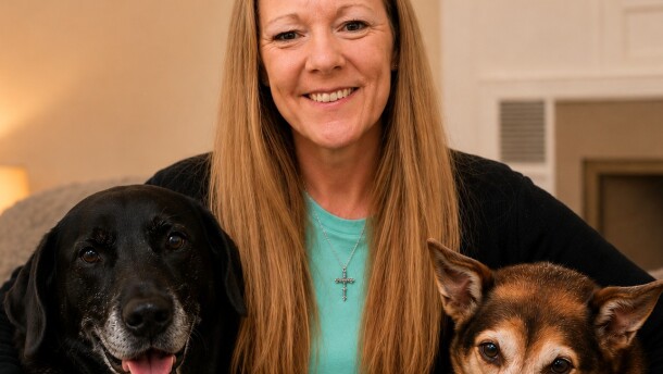 Heather Mason, founder of Safe Paws Recovery Housing of Michiana Inc., a 501(c)3 nonprofit, poses with her pets, Skye (left) and Reese (right). On Saturday June 6 the group will host a 5K family fun walk in South Bend to raise awareness about their plans to create a community boarding center to temporarily house pets while their people face challenging life situations.