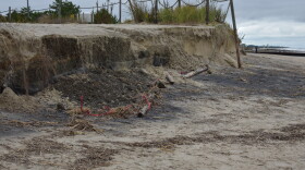 What was previously a sand ramp at Rehoboth Beach is now a steep dropoff of about 3 feet.