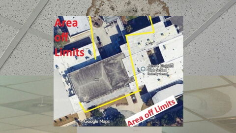 Images of potential mold infestation provided to WHQR, along with a map of the closed parts of the Hoggard campus.