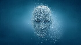 Modern technology concept with a cyber robot face