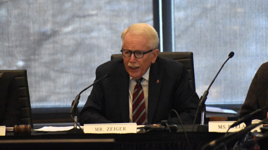 Ohio State University Board of Trustees Chair John Zeiger speaks at a board meeting on Dec. 4, 2025.