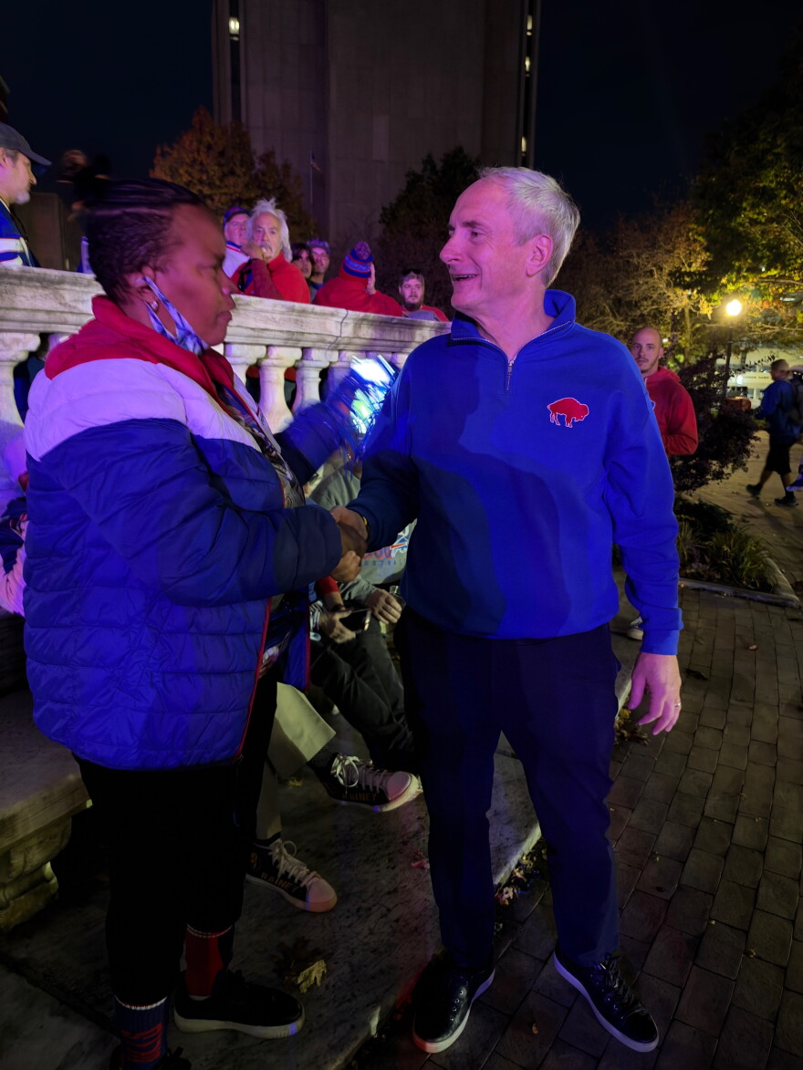 Mayor Sean Ryan meeting fans at the Bills rally