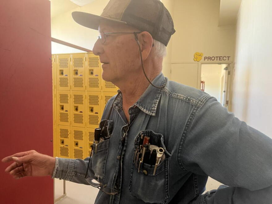 For 19 years, Vernon Nichols has reset all of the locker combinations for Winslow Junior High School before the start of a new school year. (Sativa Peterson/KJZZ)