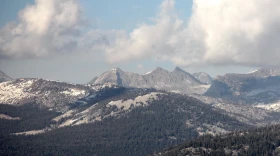The Sierra Nevada, a 400-mile-long mountain range, primarily sits along California.