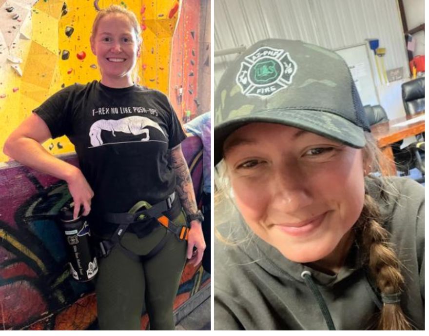 Emily Barker, left, and Sydney Watson were both members of the Rifle Helitack team and died fighting the Snyder Fire on June 27, 2026.