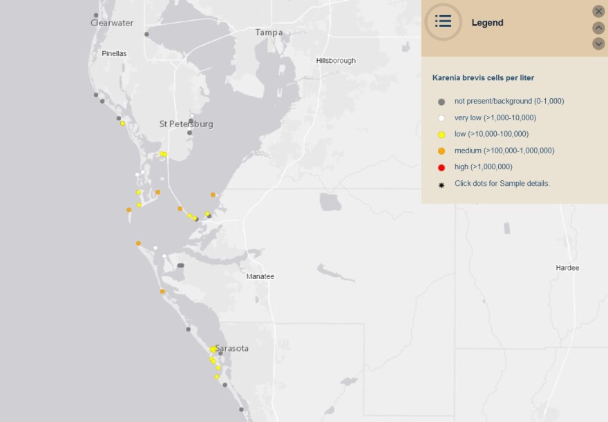 Map of red tide concentrations