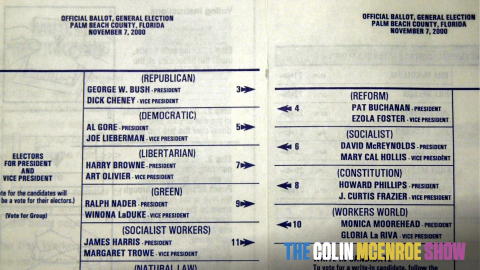 A copy of the Palm Beach County, FL, presidential ballot, 08 November 2000, shows the staggering of the candidates on the ballot that lead to some confusion for Palm Beach County voters during polling for the presidential election 07 November. 