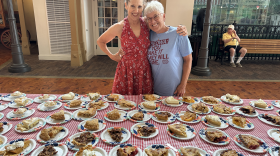 Author and filmmaker Beth Howard (left) with Sue Finn at the Mason City, Iowa screening of "PIEOWA" in August 2025.