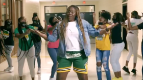 Callie Evans is a teacher and cheerleading coach at Monroe Comprehensive High School in Albany, Ga. She and her colleague Audri Williams rapped about virtual learning and the COVID-19 pandemic in popular music videos on Instagram.