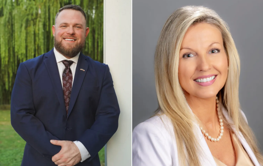 The candidates for Texas Senate District 9: Taylor Rehmet, left, and Leigh Wambsganss.