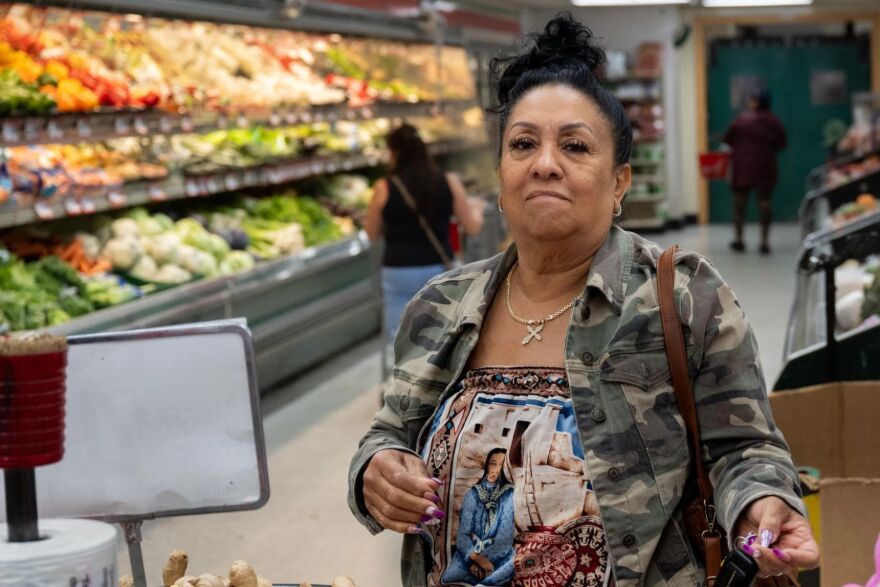 a woman at a grocery store