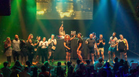 Crowd participation is encouraged at a Broadway Rave show.