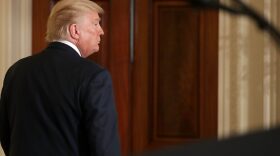 U.S. President Donald Trump leaves following a joint news conference with Finnish President Sauli Niinistö in the East Room of the White House Aug. 28, 2017 in Washington. (Chip Somodevilla/Getty Images)