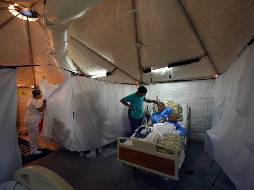 The hospital in Arecibo, Puerto Rico, evacuated its coronary floor this week and moved those patients into cooled tents erected by an American disaster medical team.