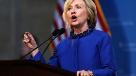 Hillary Clinton delivers the keynote address at the 18th annual David N. Dinkins Leadership and Public Policy Forum at Columbia University in New York on April 29.