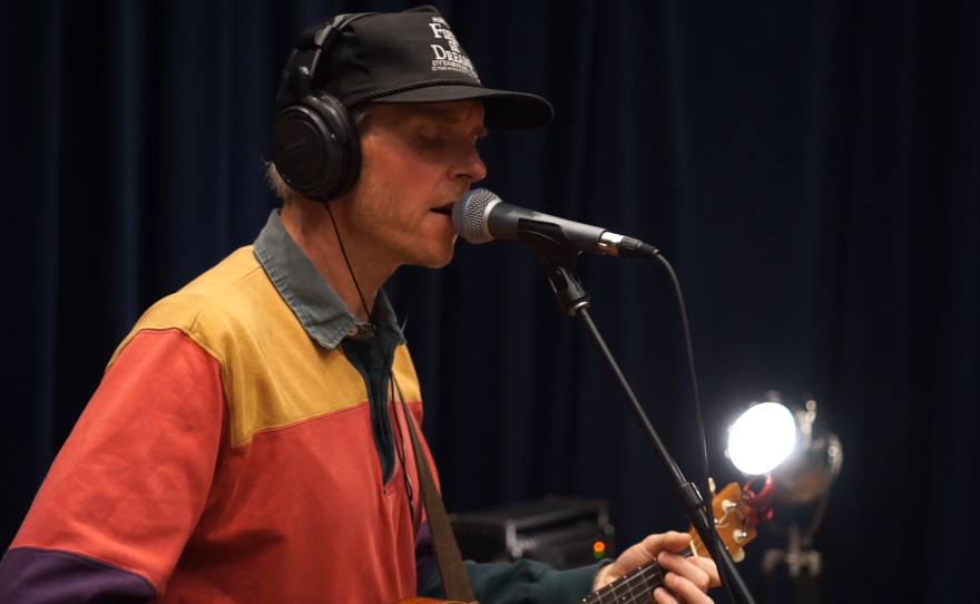 Clark Kelly performing live in WNIJ's Studio A