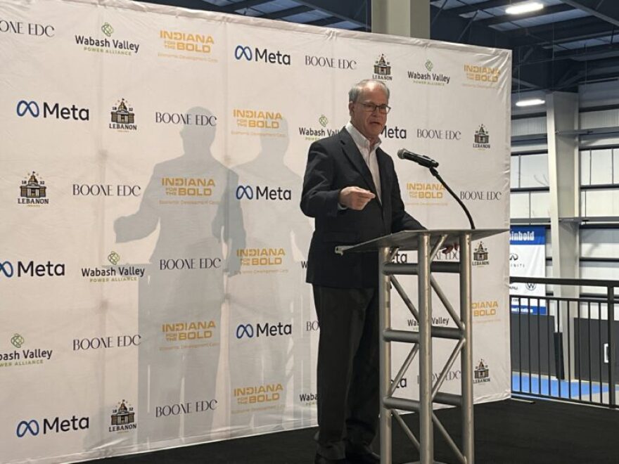 Gov. Mike Braun welcomes Meta during a “groundbreaking” for the company’s new data center campus in Lebanon on Feb. 11, 2026.