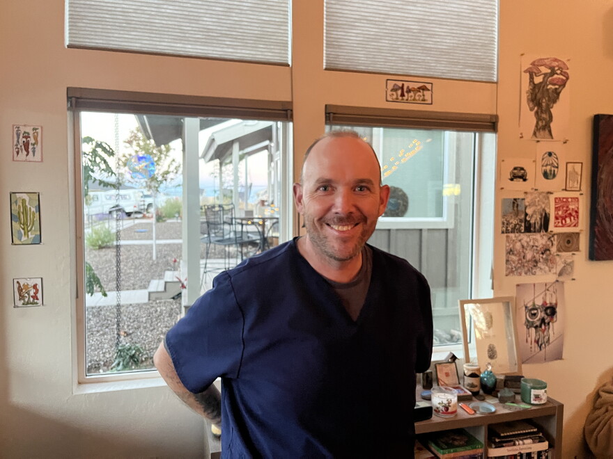 Flagstaff resident Brian Landau stands in the living room of his home, built by Habitat for Humanity of Northern Arizona as part of the Timber Sky development, September 21, 2026.