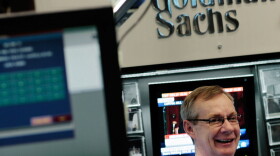 The Goldman Sachs booth on the floor of the New York Stock Exchange.