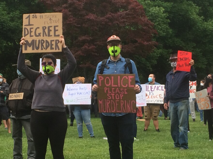 Protesters at a rally in Ashland's Lithia Park  on Sunday, May 31, 2020
