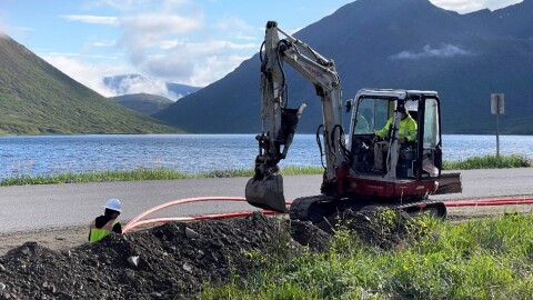 GCI crews laid the conduit in King Cove in 2022 in preparation for the fiber optic cable...