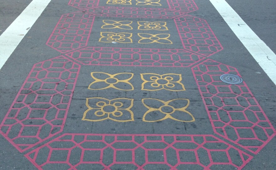 A crosswalk in Oakland's Chinatown.