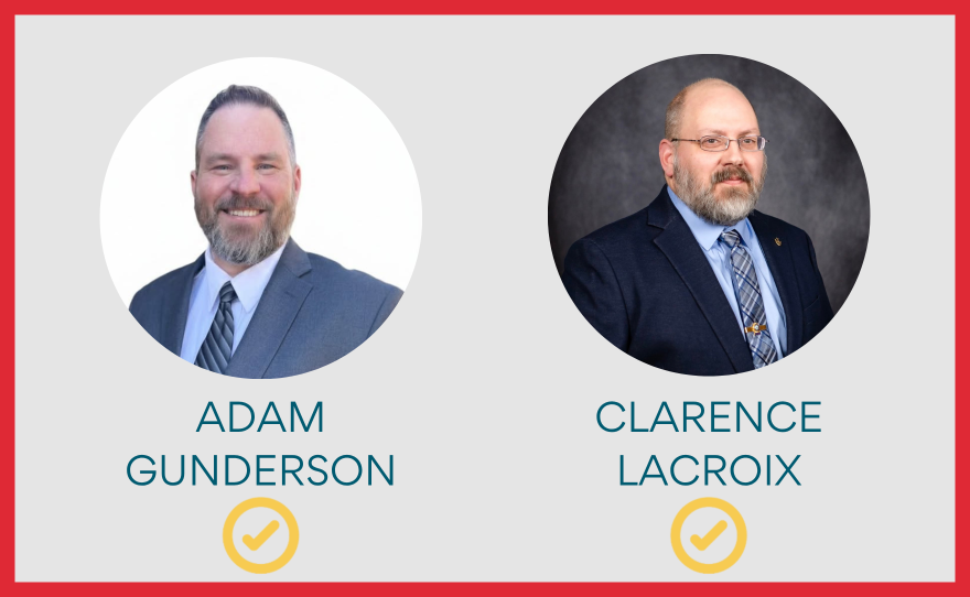 Adam Gunderson and Clarence LaCroix will both advance to the general election for Clearwater County sheriff on Nov. 3, 2026.