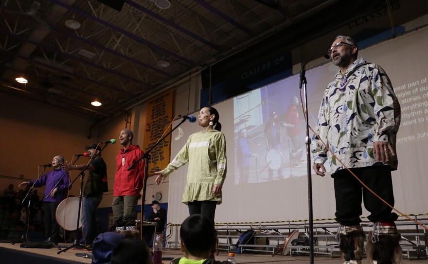 Original members of the Inuit soul group Pamyua return to the Cama'i stage on March 27, 2026 in Bethel, Alaska.