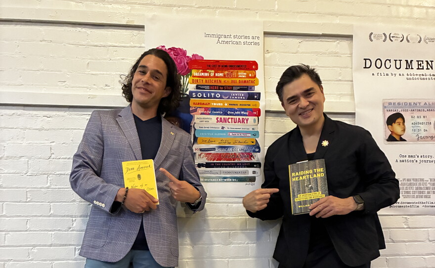 Jose Antonio Vargas and Dr. William Lopez spoke at the Foundry Theater at Antioch College in June 2026.