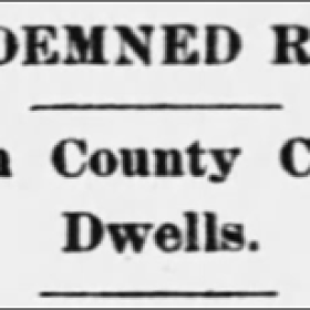 Headline from an article on Peter Renfrow’s cave hideout. Current Wave, issue of June 29, 1893.