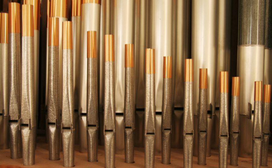 A photograph of the organs pipes