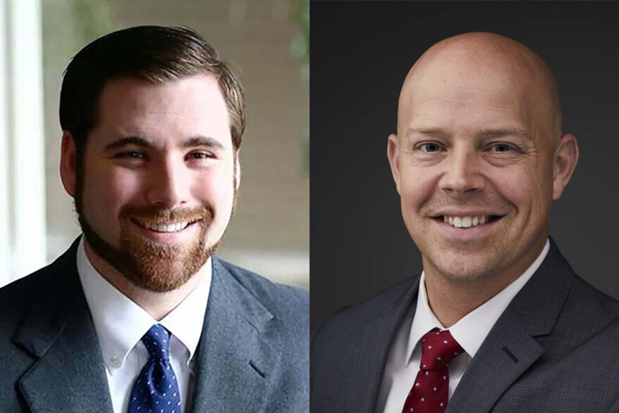Decatur County Prosecutor Nate Harter, left, joined the Republican race for the Attorney General nomination as former Indiana Department of Revenue Commissioner Adam Krupp, right, dropped out and endorsed Harter.