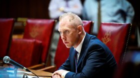 State Senator Stephen Harding looks on and listens before voting on SB. 501. The state senate met Wednesday June 26, 2024 to consider over half a dozen bills in a special session.