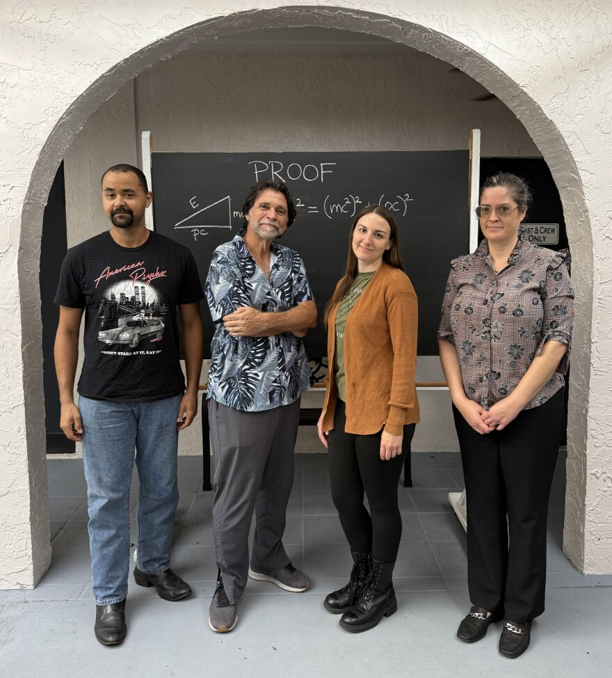 The cast of "Proof." The actors from left to right are: Martin Fitzpatrick, Ray Balsamo, Jessica Lesko and Caroline Remillard.