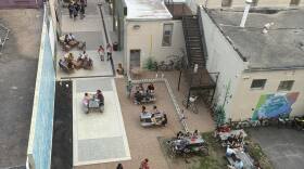 Looking down into La Zona's courtyard