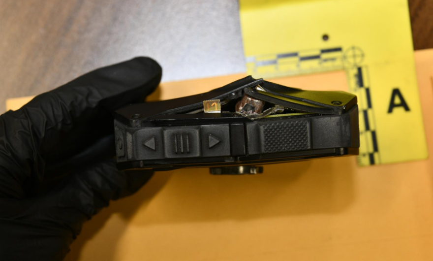 A bullet in a body camera