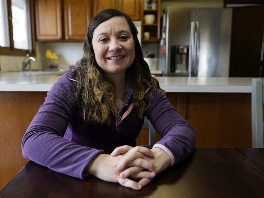 Waukee School District teacher Liz Wagner, seen here in her home in Urbandale, Iowa, said last year she was on the front line of the COVID war. "Now I'm on the front line of the culture war, and I don't want to be there."