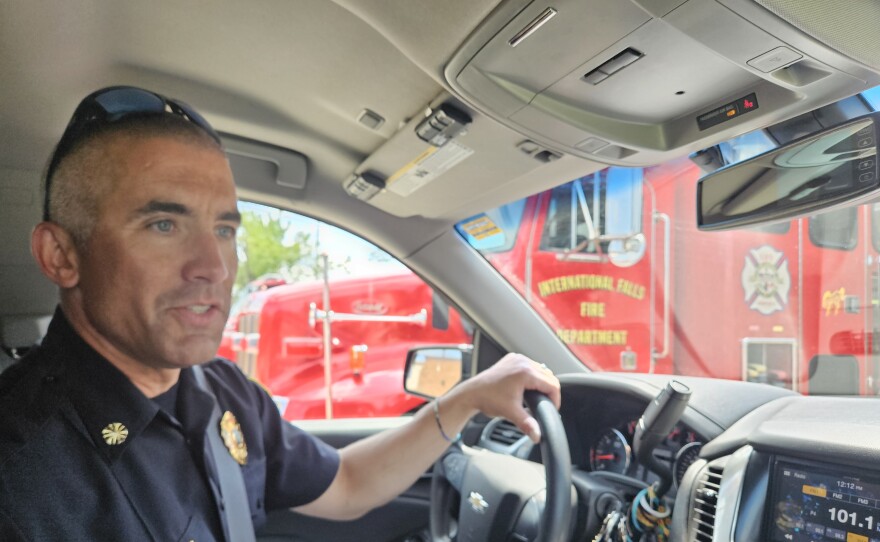 Justin Sherwood discusses the interstate mutual aid in the aftermath of the straight-line wind storm in Bemidji on June 21, 2025.