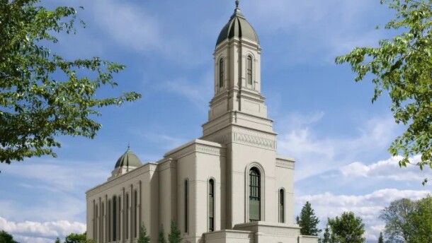 An artist's rendering offers an early look at the Heber Valley temple.