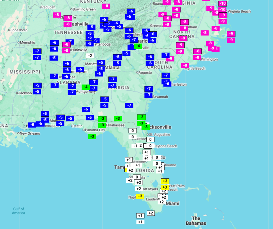 Mean temperature anomalies since Dec. 1.