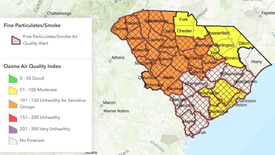 Expected Air Quality Alerts across South Carolina on Thursday.